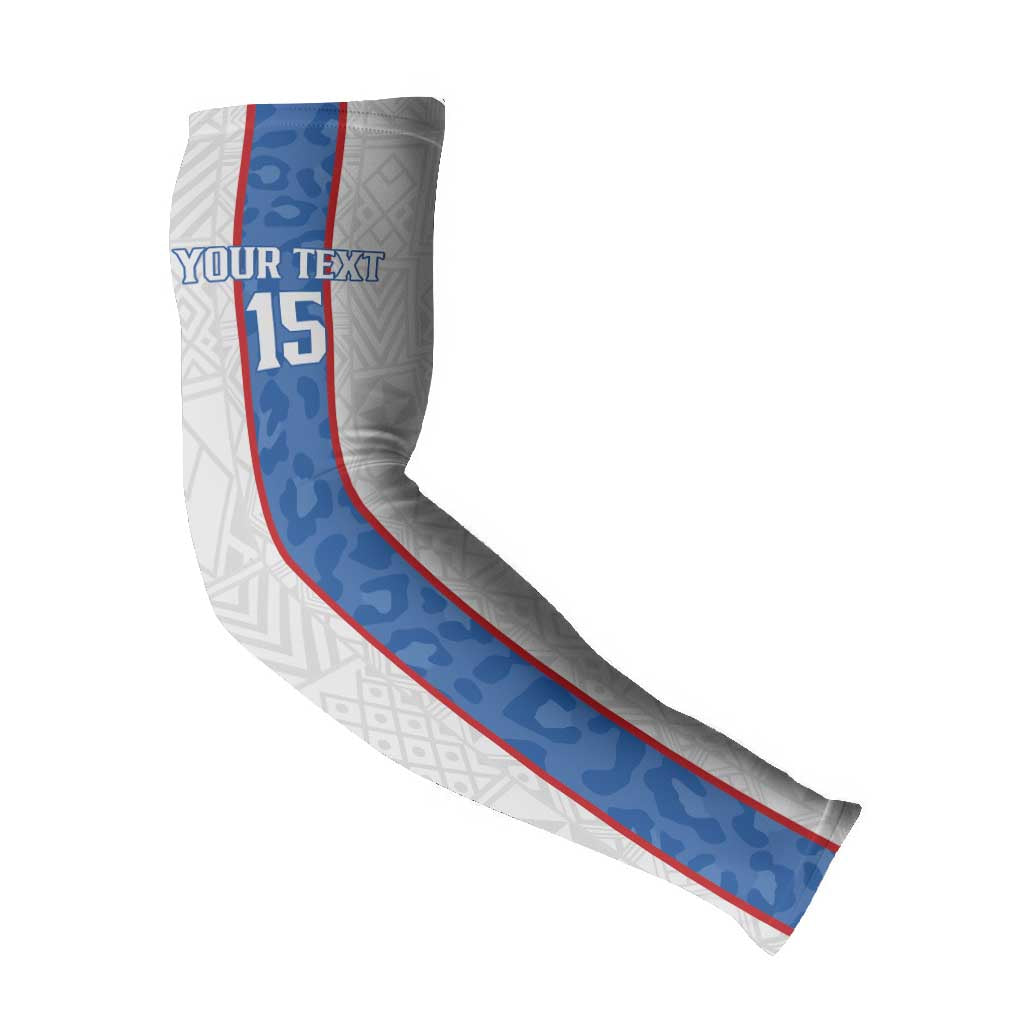 Custom DR Congo Football Arm Sleeves Leopards Mix Kuba Raffia Pattern
