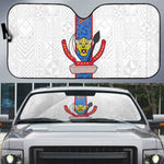 DR Congo Football Auto Sun Shade Leopards Mix Kuba Raffia Pattern