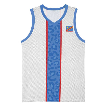 Afro DR Congo Football Custom Basketball Jersey Leopards Never Give Up - African Pride