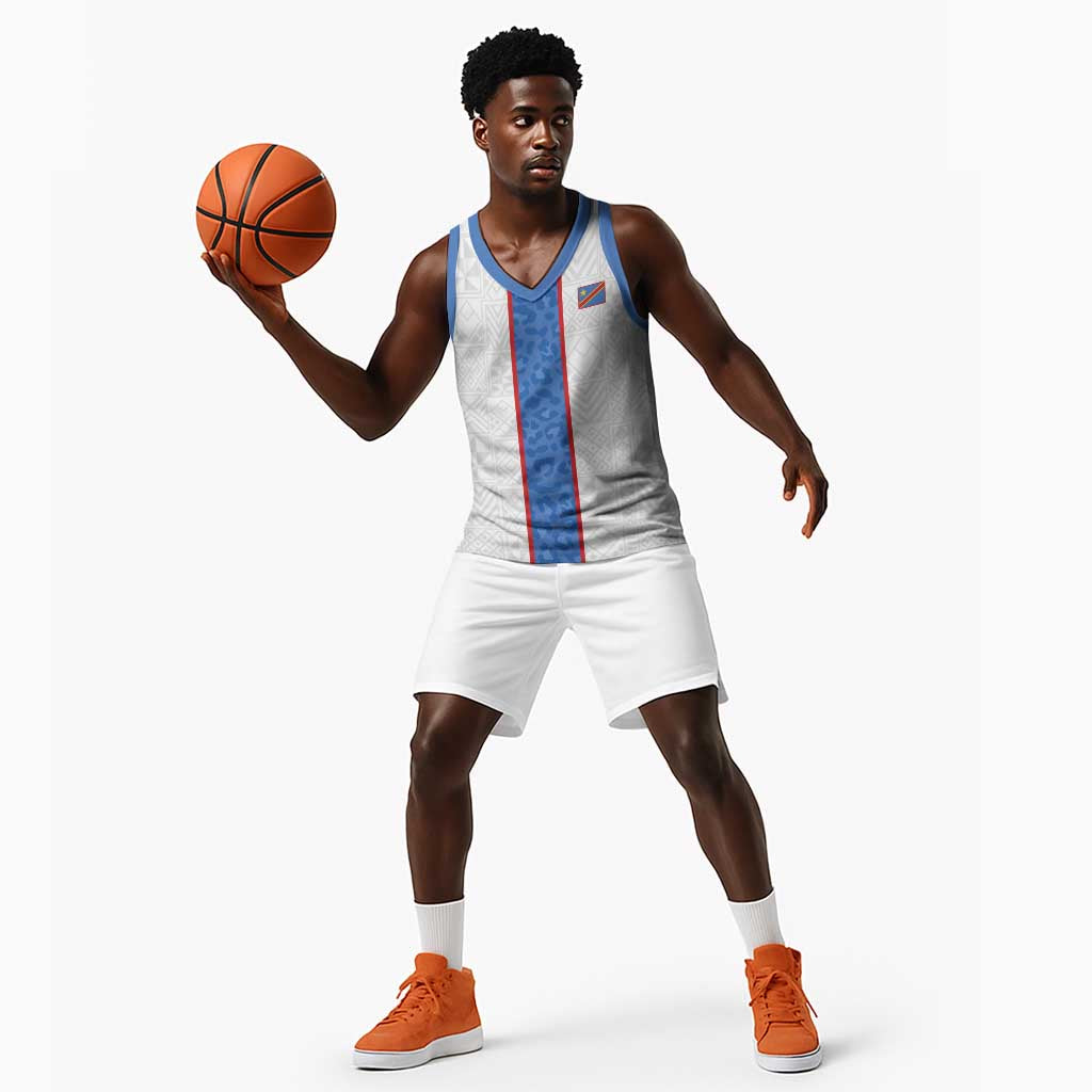 Afro DR Congo Football Custom Basketball Jersey Leopards Never Give Up - African Pride