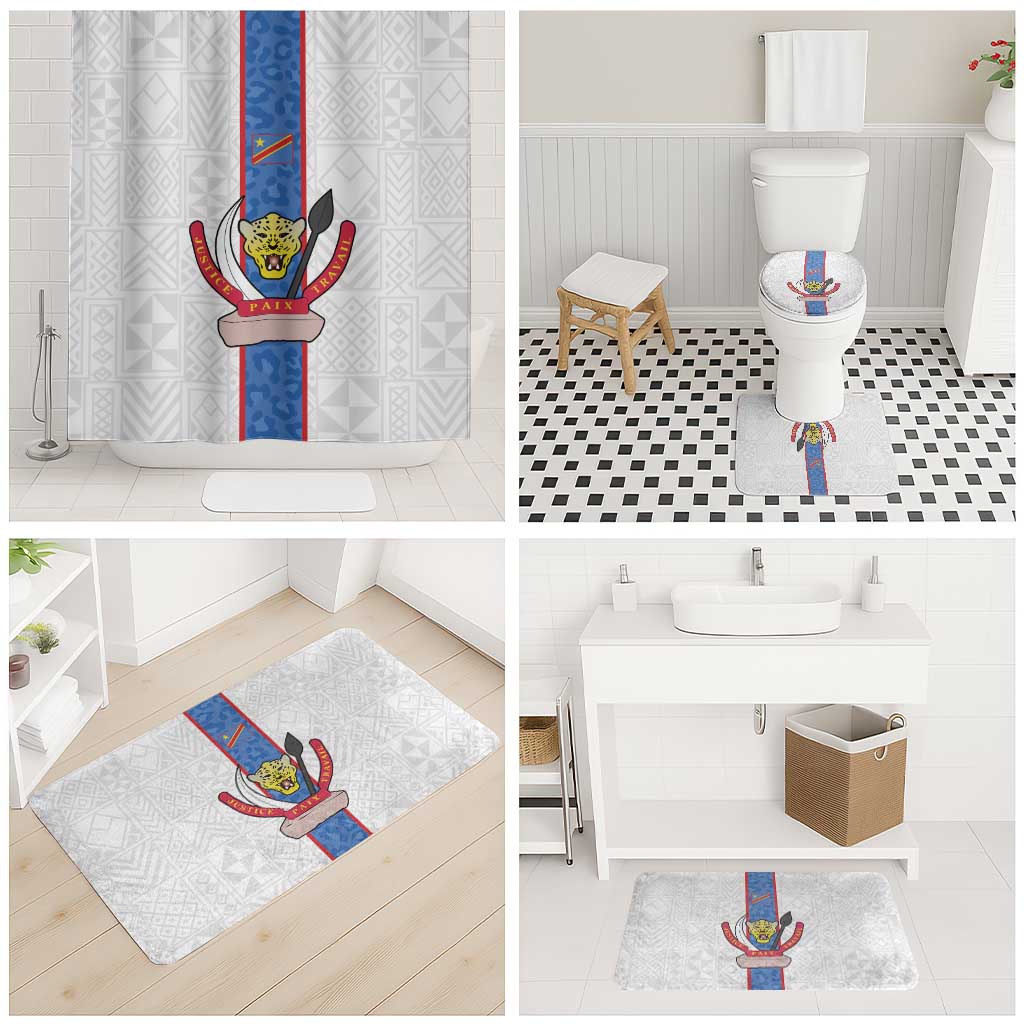 DR Congo Football Bathroom Set Leopards Mix Kuba Raffia Pattern