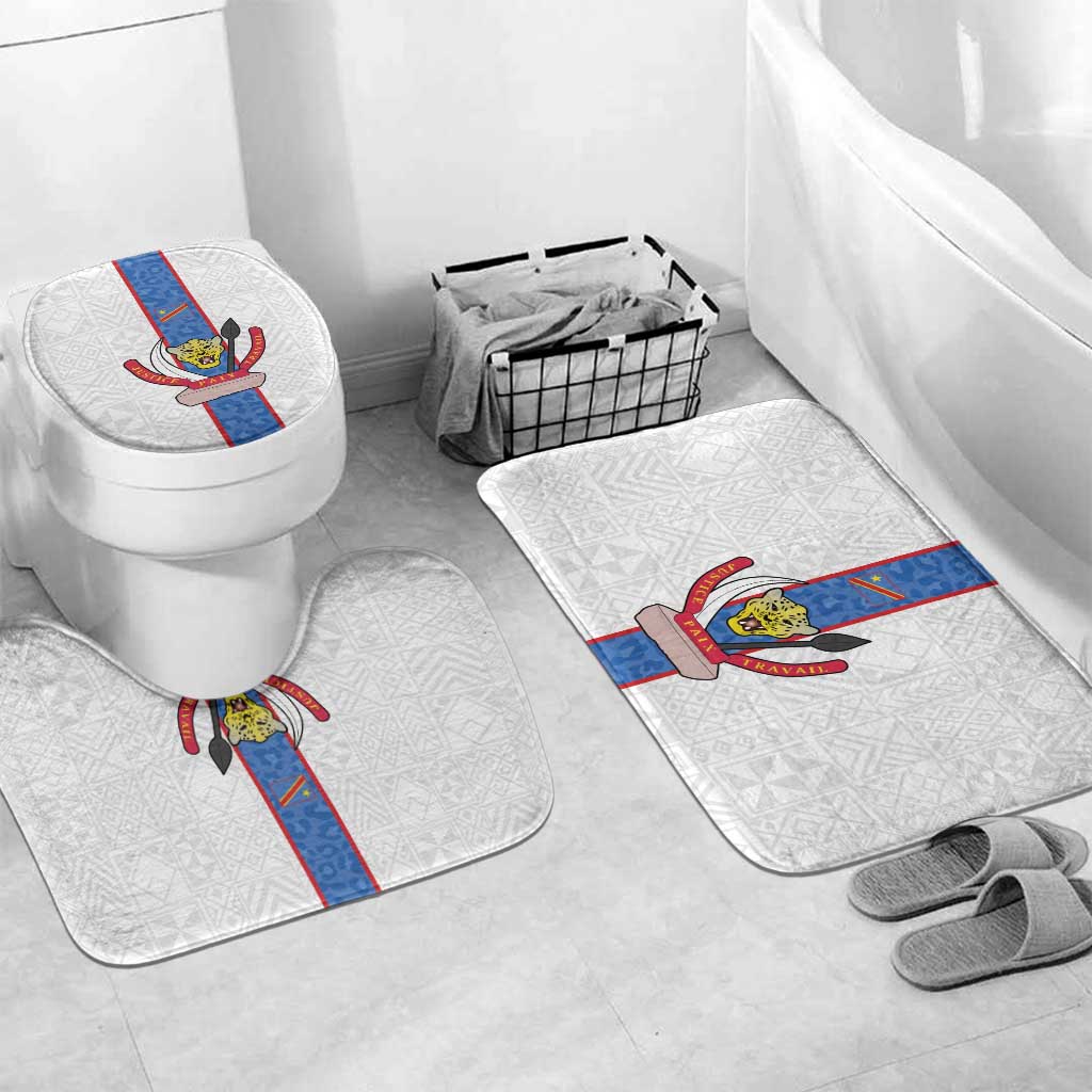 DR Congo Football Bathroom Set Leopards Mix Kuba Raffia Pattern