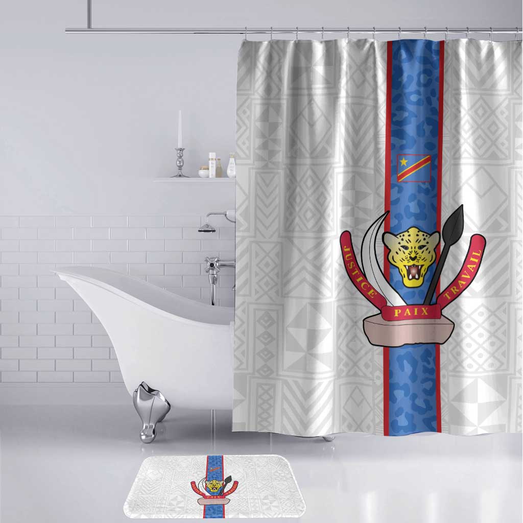 DR Congo Football Bathroom Set Leopards Mix Kuba Raffia Pattern