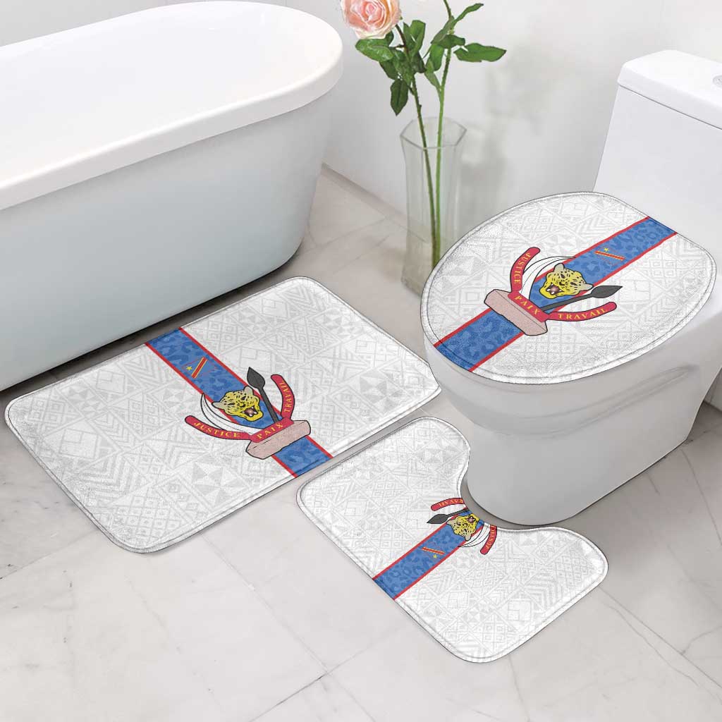 DR Congo Football Bathroom Set Leopards Mix Kuba Raffia Pattern