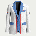Custom DR Congo Football Blazer Leopards Mix Kuba Raffia Pattern