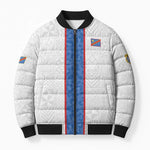 Custom DR Congo Football Bomber Puffer Jacket Leopards Mix Kuba Raffia Pattern