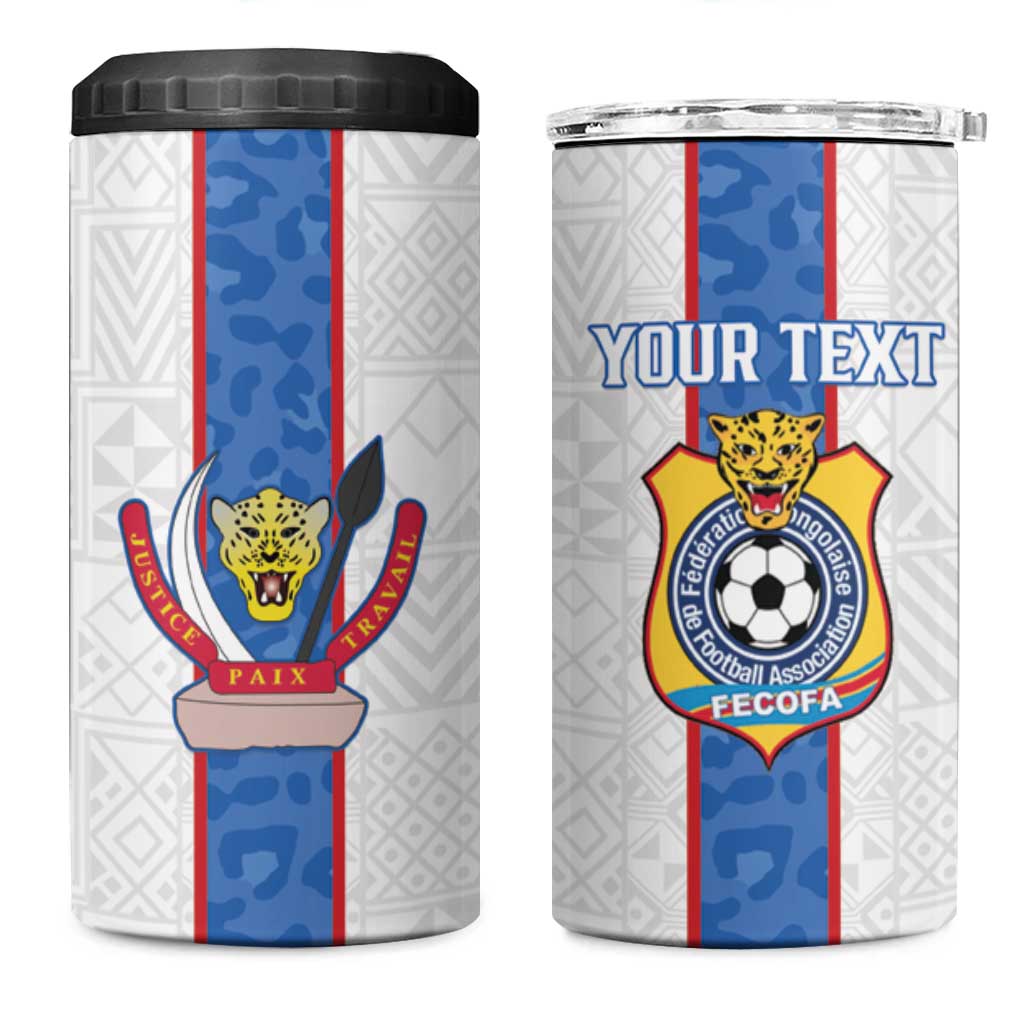 Afro DR Congo Football Custom 4 in 1 Can Cooler Tumbler Leopards Never Give Up - African Pride