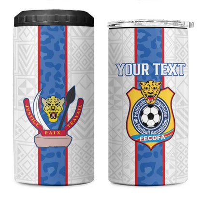Afro DR Congo Football Custom 4 in 1 Can Cooler Tumbler Leopards Never Give Up - African Pride