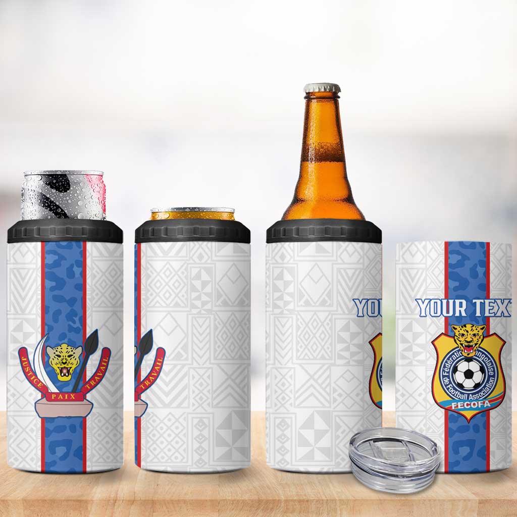Afro DR Congo Football Custom 4 in 1 Can Cooler Tumbler Leopards Never Give Up - African Pride