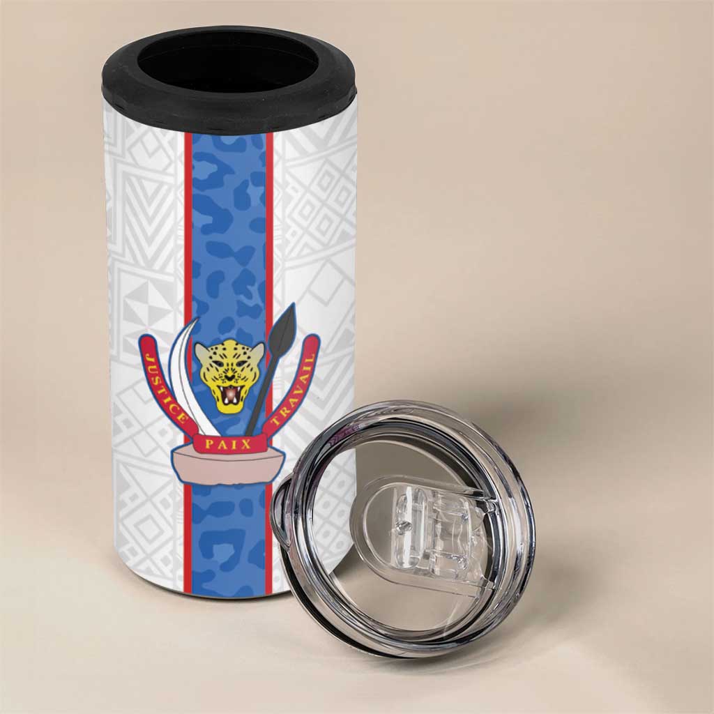 Afro DR Congo Football Custom 4 in 1 Can Cooler Tumbler Leopards Never Give Up - African Pride