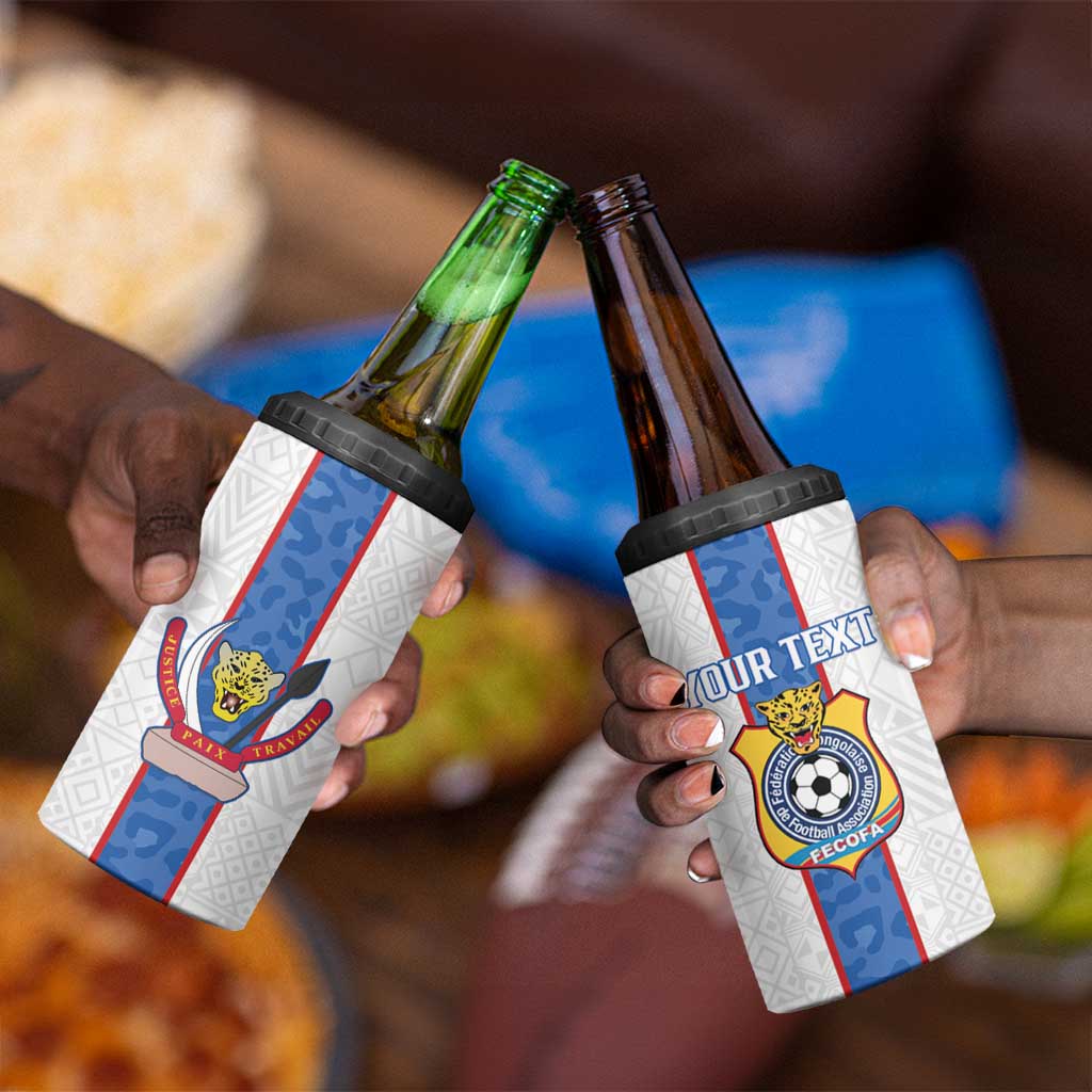 Afro DR Congo Football Custom 4 in 1 Can Cooler Tumbler Leopards Never Give Up - African Pride