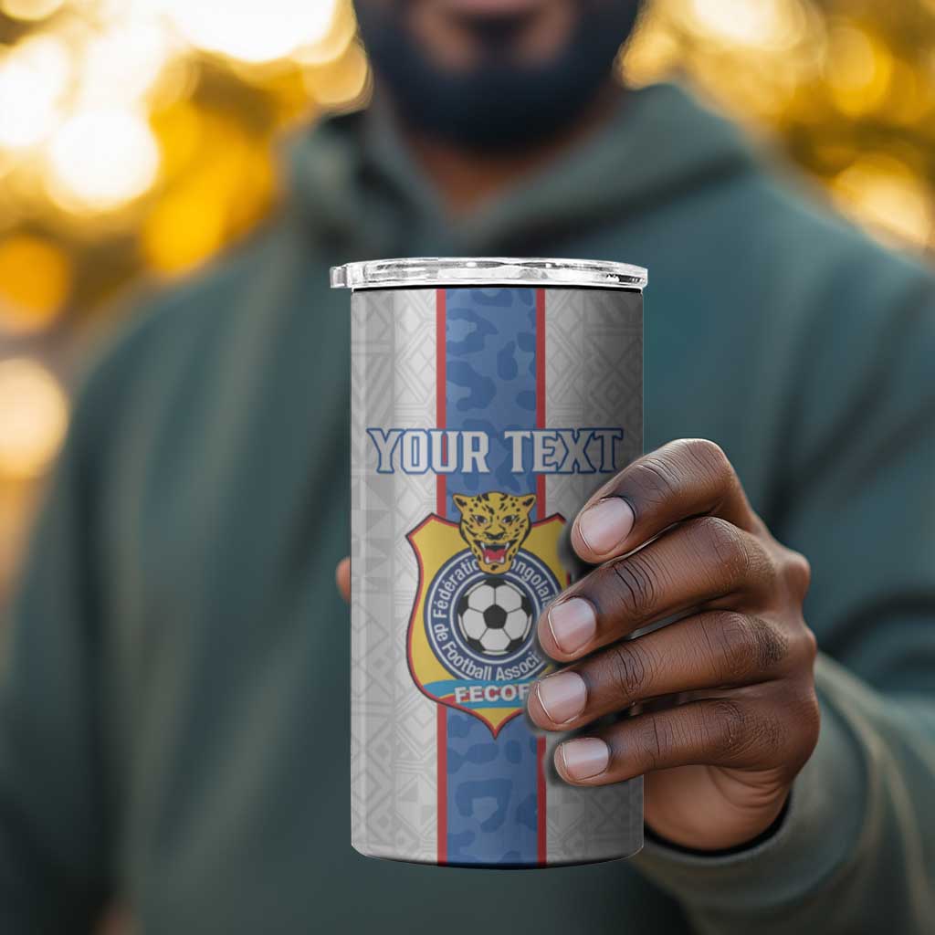 Afro DR Congo Football Custom 4 in 1 Can Cooler Tumbler Leopards Never Give Up - African Pride