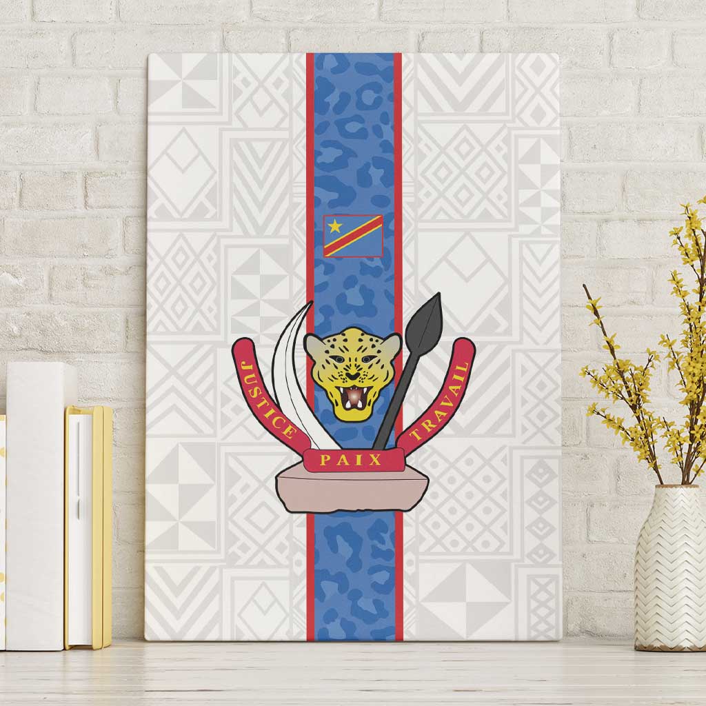 Afro DR Congo Football Canvas Wall Art Leopards Never Give Up - African Pride