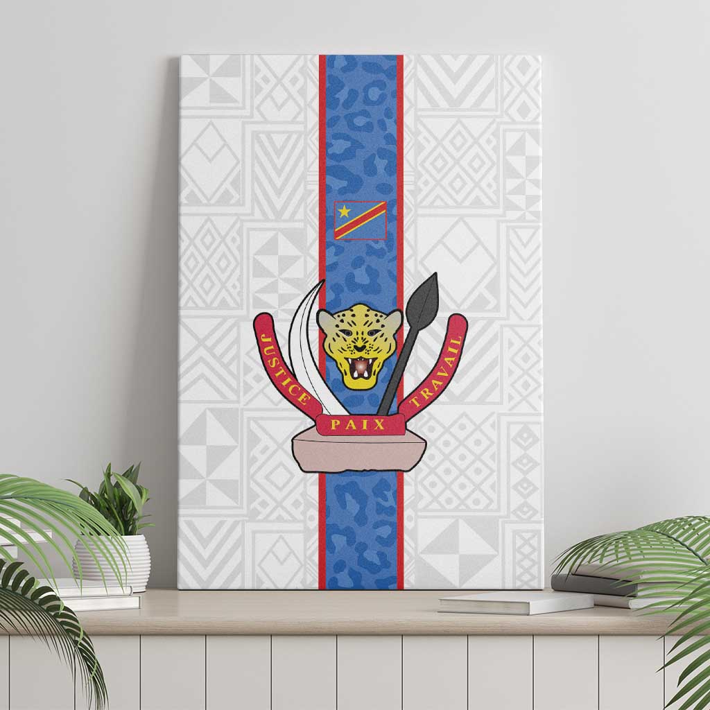 Afro DR Congo Football Canvas Wall Art Leopards Never Give Up - African Pride