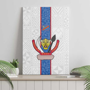Afro DR Congo Football Canvas Wall Art Leopards Never Give Up - African Pride
