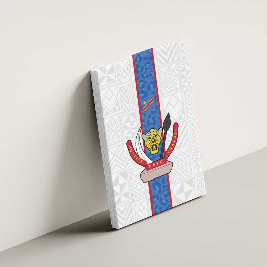 Afro DR Congo Football Canvas Wall Art Leopards Never Give Up - African Pride