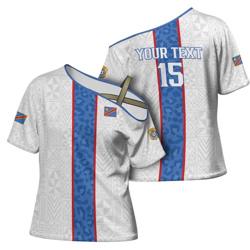 Custom DR Congo Football Cross Shoulder Shirt Leopards Mix Kuba Raffia Pattern