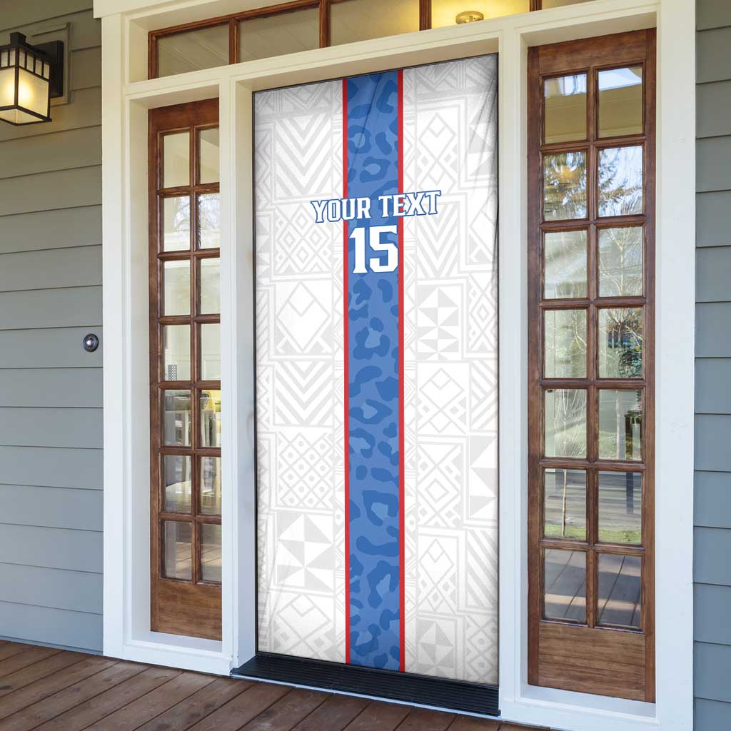 Custom DR Congo Football Door Cover Leopards Mix Kuba Raffia Pattern