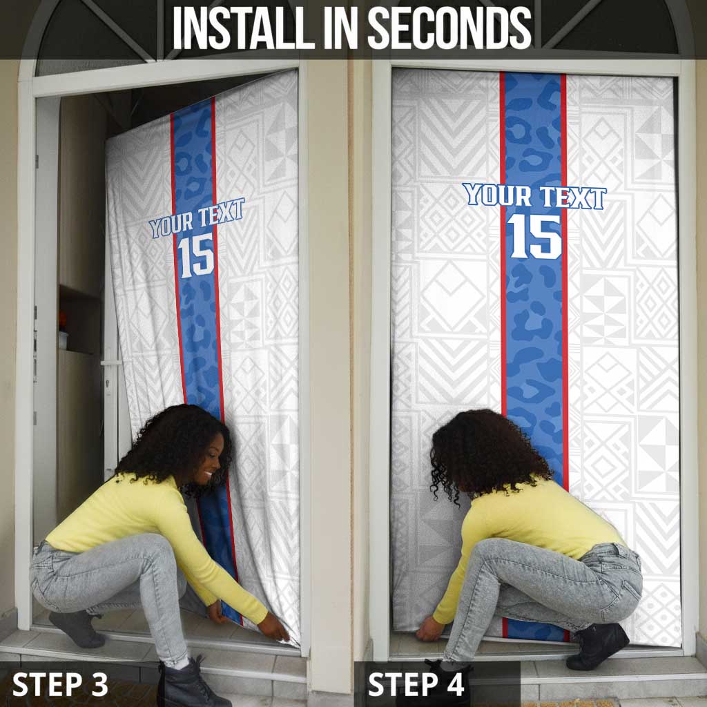 Custom DR Congo Football Door Cover Leopards Mix Kuba Raffia Pattern