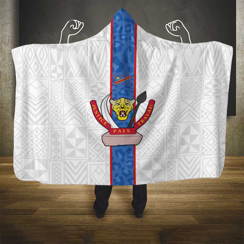 Afro DR Congo Football Hooded Blanket Leopards Never Give Up - African Pride