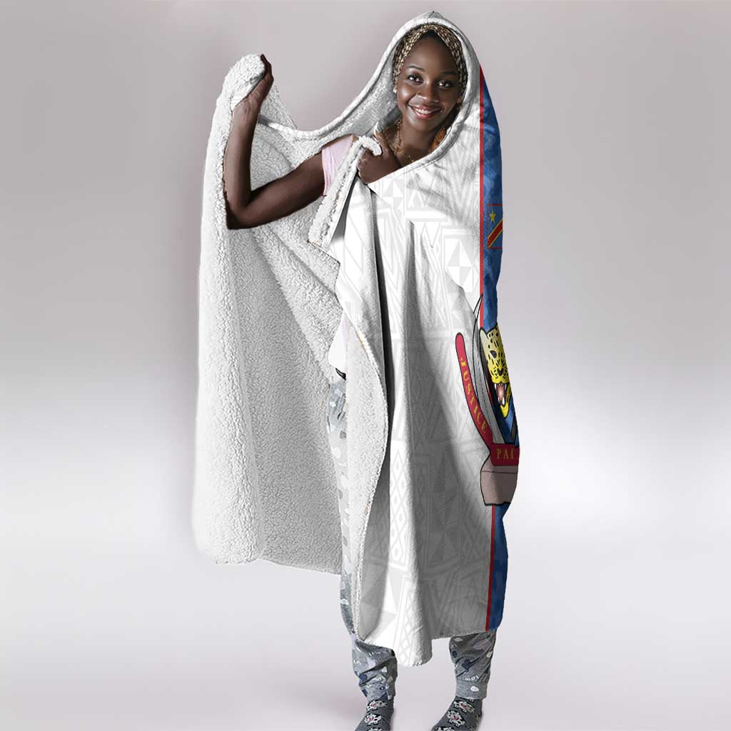 Afro DR Congo Football Hooded Blanket Leopards Never Give Up - African Pride