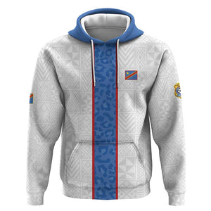 Afro DR Congo Football Custom Hoodie Leopards Never Give Up - African Pride