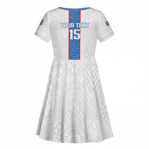 Afro DR Congo Football Custom Kid Short Sleeve Dress Leopards Never Give Up LT15