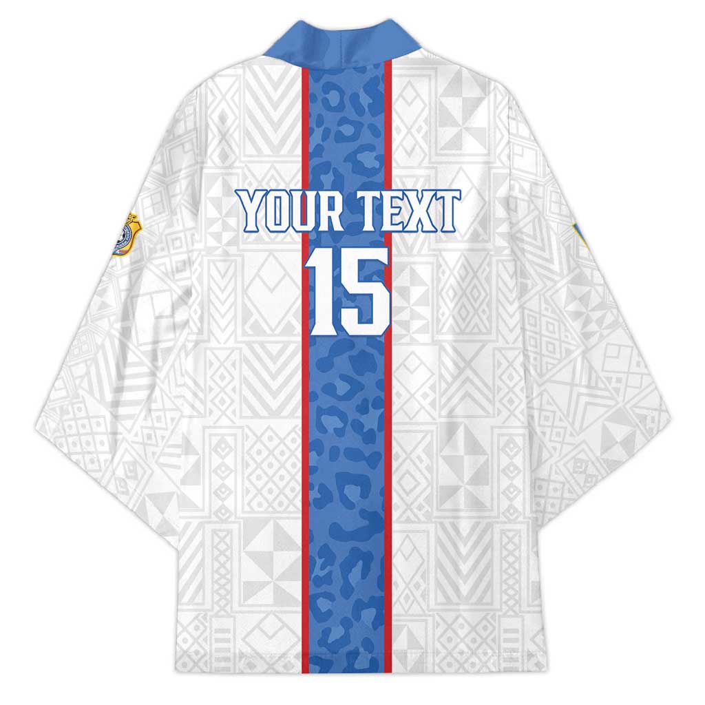 Custom DR Congo Football Kimono Leopards Mix Kuba Raffia Pattern