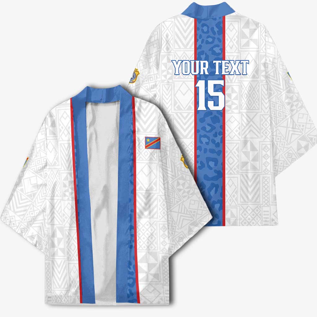 Custom DR Congo Football Kimono Leopards Mix Kuba Raffia Pattern