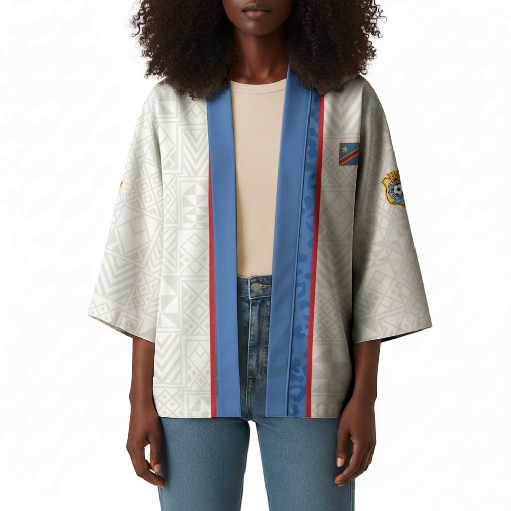Custom DR Congo Football Kimono Leopards Mix Kuba Raffia Pattern