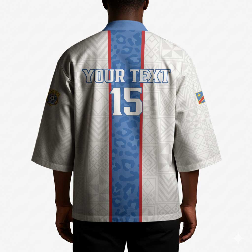 Custom DR Congo Football Kimono Leopards Mix Kuba Raffia Pattern