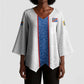 Custom DR Congo Football Kimono Sleeve Blouse Leopards Mix Kuba Raffia Pattern