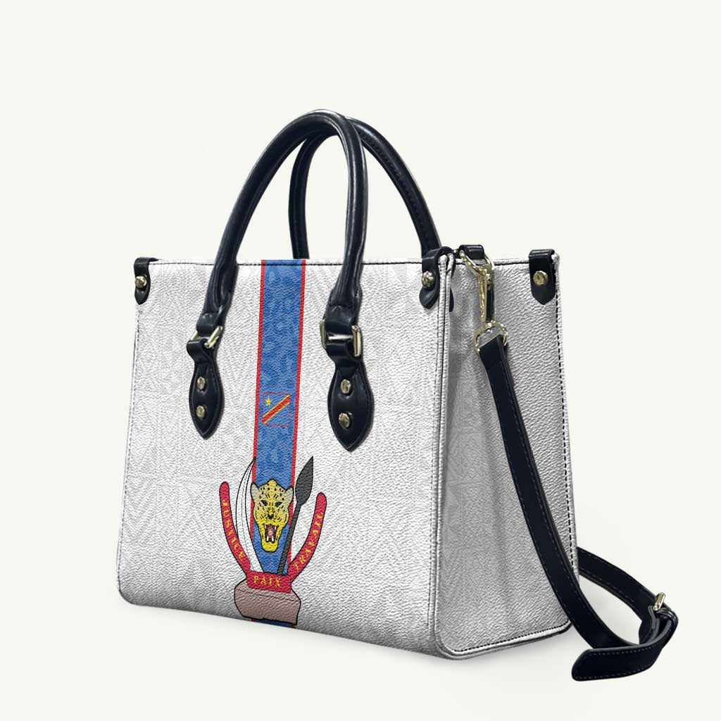 DR Congo Football Leather Bag Leopards Mix Kuba Raffia Pattern