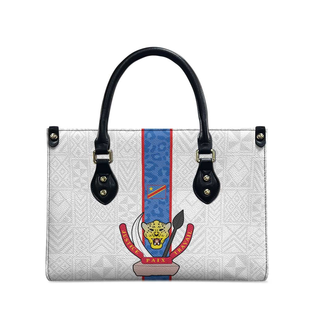 DR Congo Football Leather Bag Leopards Mix Kuba Raffia Pattern