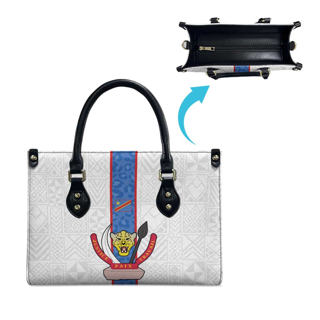 DR Congo Football Leather Bag Leopards Mix Kuba Raffia Pattern