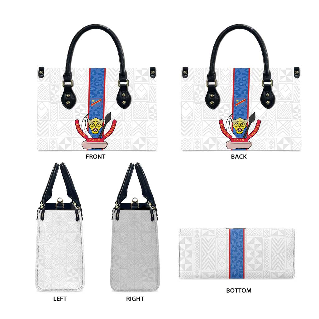 DR Congo Football Leather Bag Leopards Mix Kuba Raffia Pattern