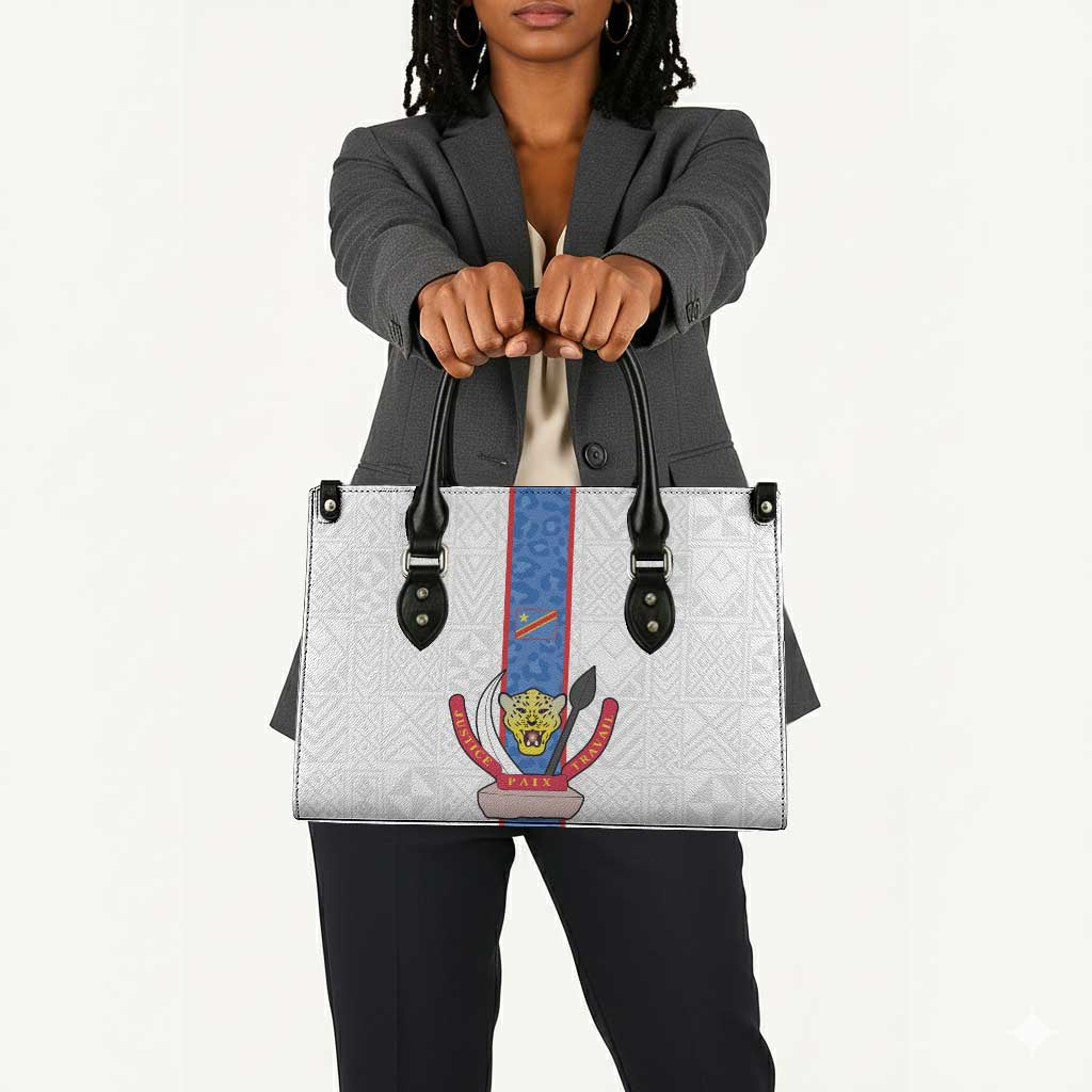 DR Congo Football Leather Bag Leopards Mix Kuba Raffia Pattern