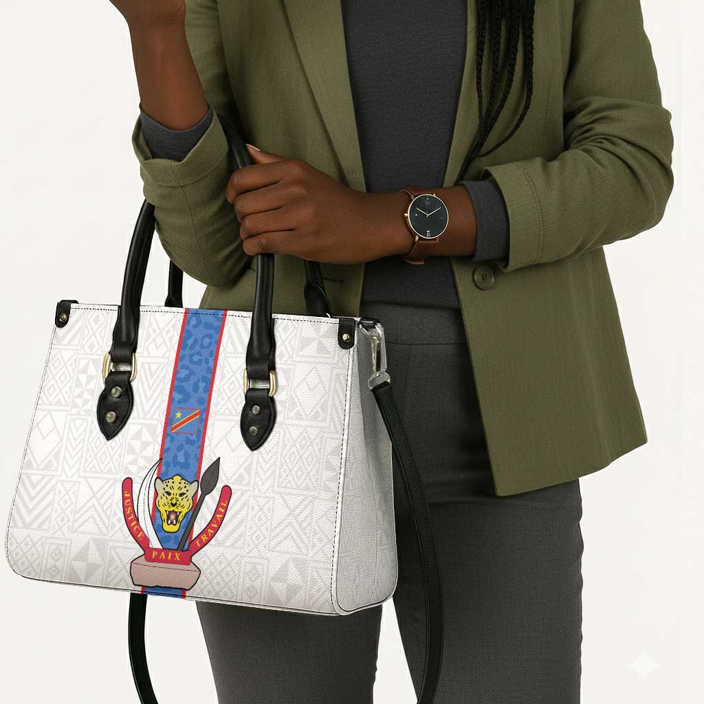 DR Congo Football Leather Bag Leopards Mix Kuba Raffia Pattern