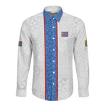 Afro DR Congo Football Custom Long Sleeve Button Shirt Leopards Never Give Up - African Pride