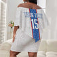 Afro DR Congo Football Custom Off Shoulder Short Dress Leopards Never Give Up - African Pride