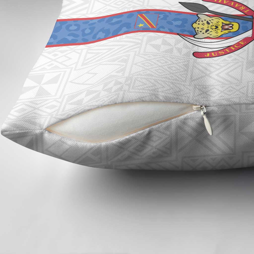 DR Congo Football Pillow Cover Leopards Mix Kuba Raffia Pattern