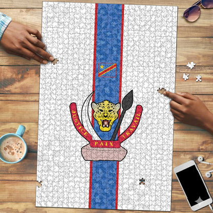 DR Congo Football Puzzle Leopards Mix Kuba Raffia Pattern