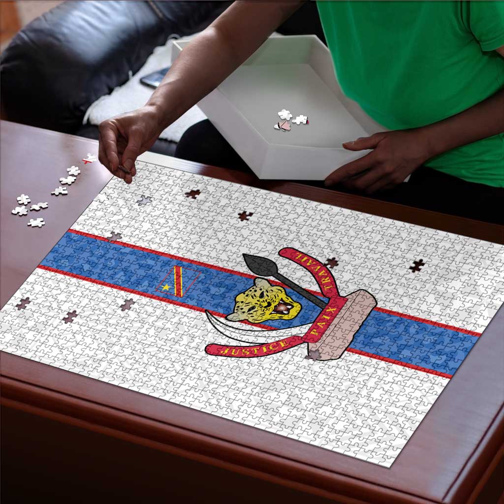 DR Congo Football Puzzle Leopards Mix Kuba Raffia Pattern