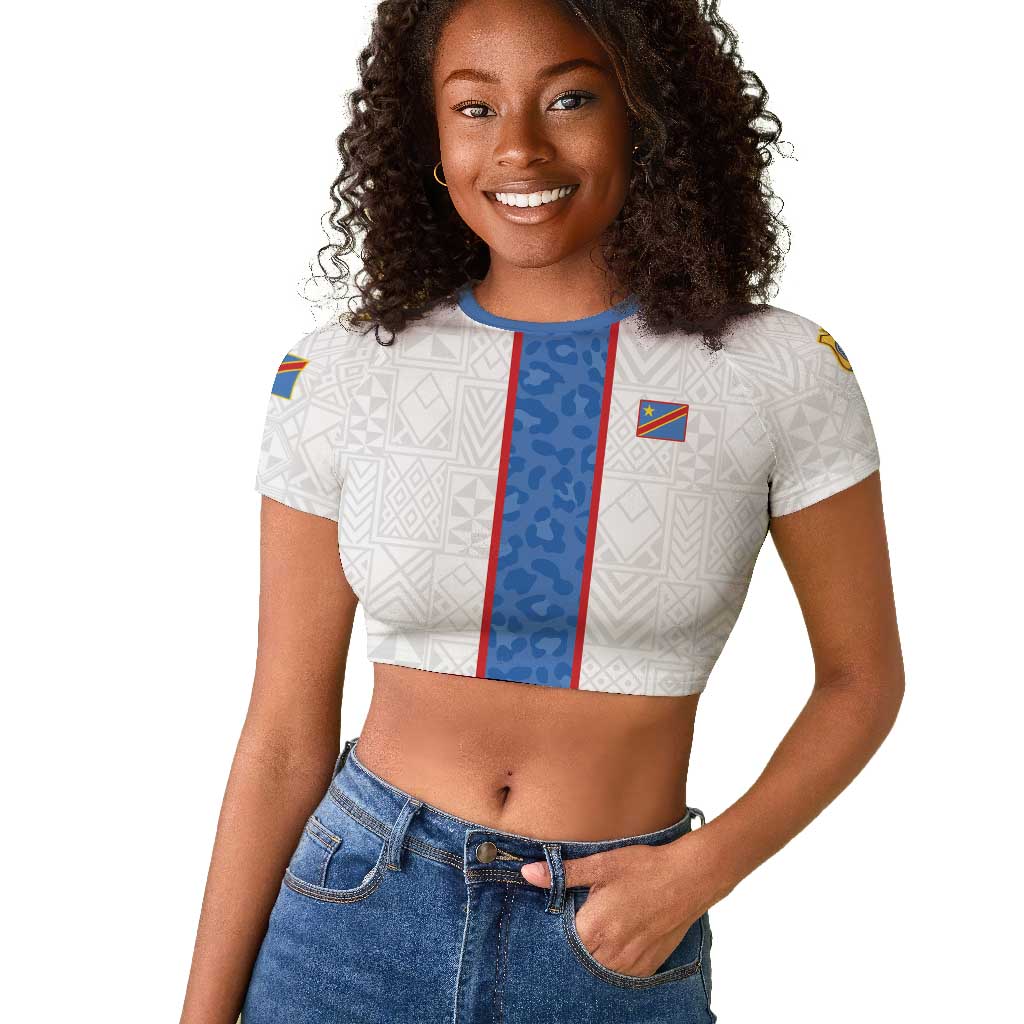 Afro DR Congo Football Custom Raglan Cropped T shirt Leopards Never Give Up LT15