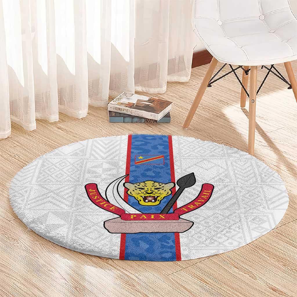Afro DR Congo Football Round Carpet Leopards Never Give Up - African Pride