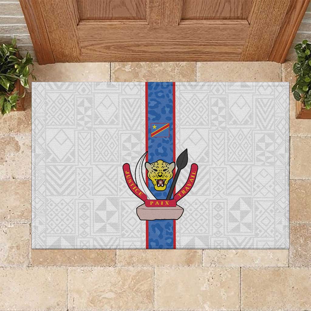 Afro DR Congo Football Rubber Doormat Leopards Never Give Up - African Pride