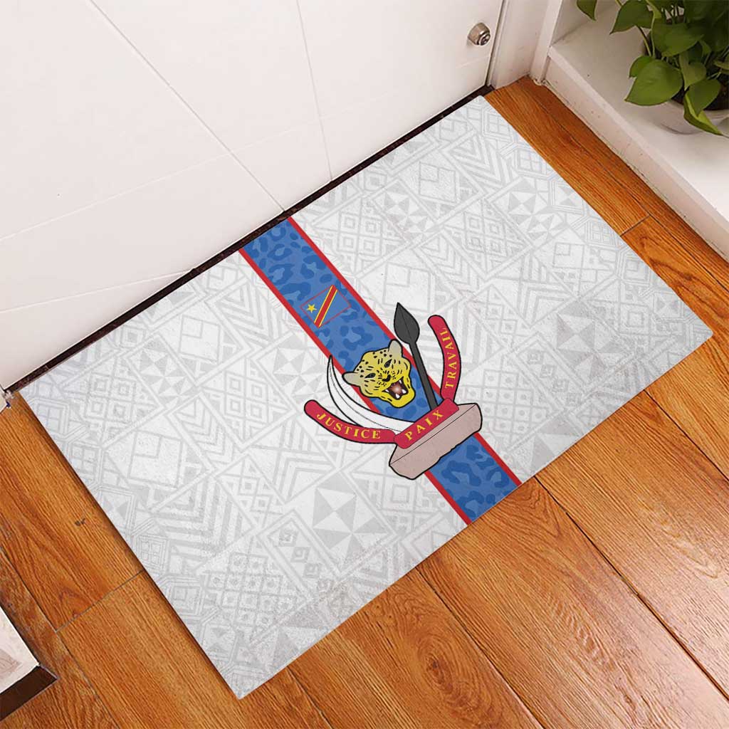Afro DR Congo Football Rubber Doormat Leopards Never Give Up - African Pride