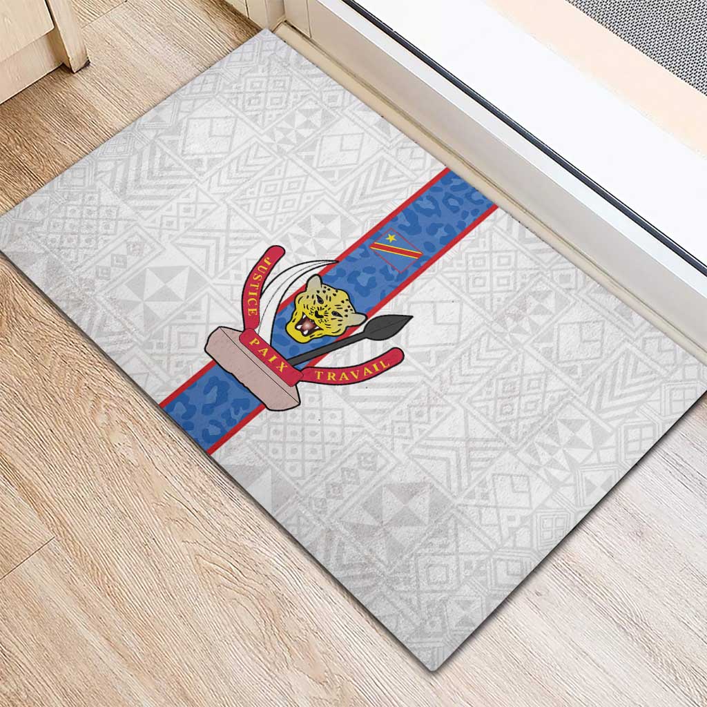 Afro DR Congo Football Rubber Doormat Leopards Never Give Up - African Pride