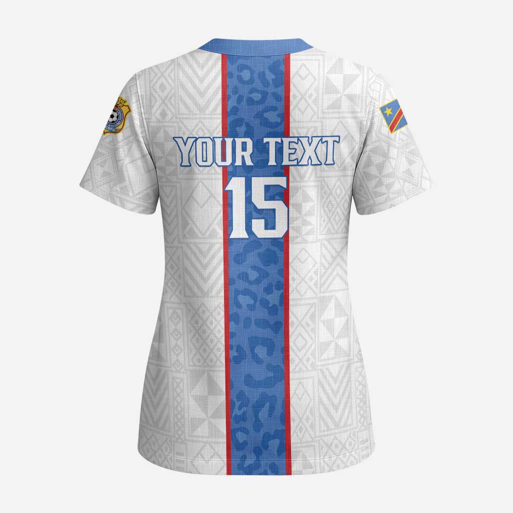 Afro DR Congo Football Custom Scrub Top Leopards Never Give Up - African Pride