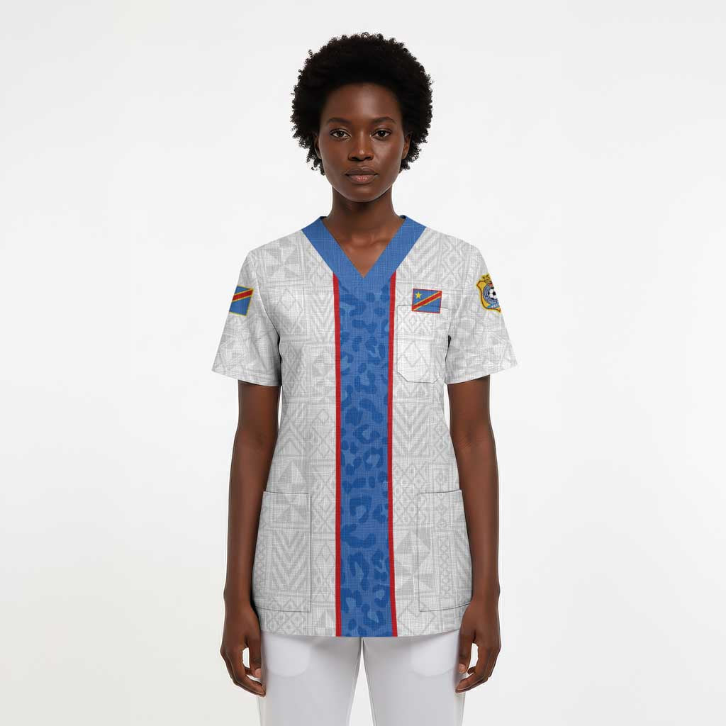 Afro DR Congo Football Custom Scrub Top Leopards Never Give Up - African Pride
